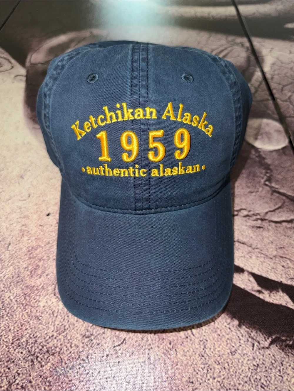 Ketchikan Alaska 1959 Embroidered Baseball Cap - Navy & Yellow